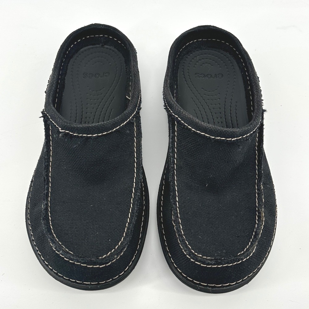Crocs Santa Cruz Clog Mule Men 8 Black Slip On Canvas Shoes Comfort Slip On - Picture 2 of 6